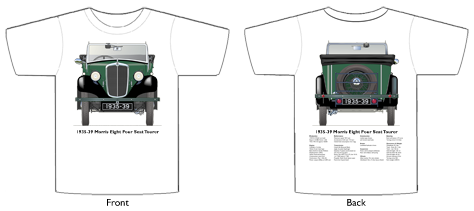 Morris 8 4 seat Tourer 1935-39 T-shirt Front & Back